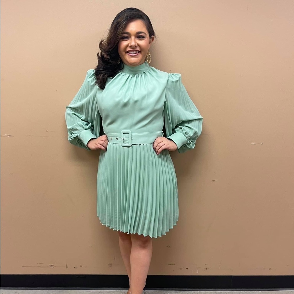 Mint Pleated SHEIN Dress